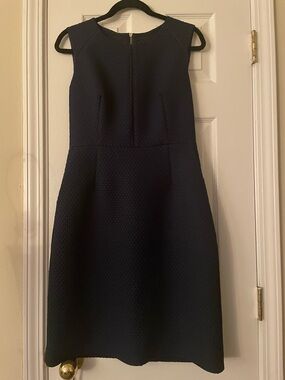 J. Crew Textured Sleeveless Navy Midi Dress size 8